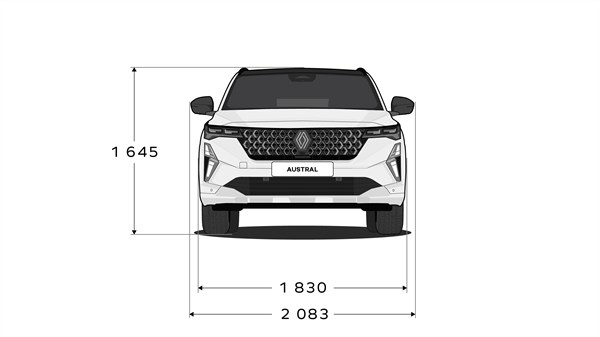 διαστάσεις εμπρός - αρθρωτός σχεδιασμός - Renault Austral full hybrid E-Tech
