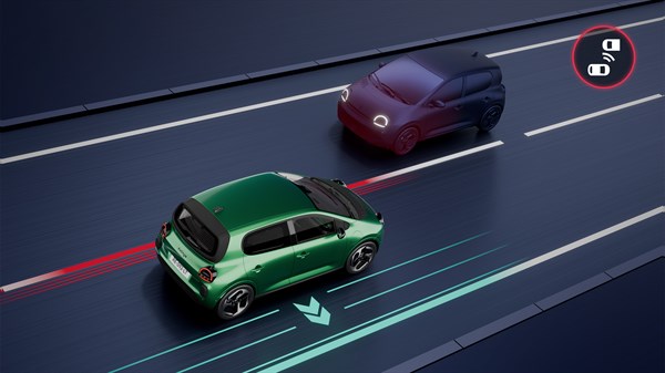 front detection with emergency trajectory correction - Renault Twingo E-Tech electric